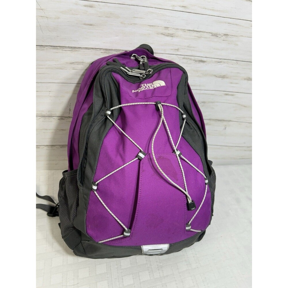 North Face Jester Backpack Hiking Camping Bag Purple Gray Womens Girls sleeping